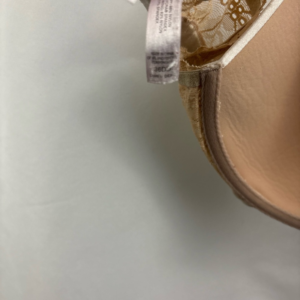 Victoria Secret Bra 36DD Demi Angels Lined Demi Beige Lace - Picture 11 of 11